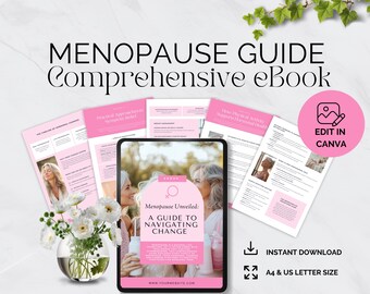 Menopause Ebook Template, Health Coach Resources, Wellness Journal, Symptom Tracker, Editable Canva Templates, Instant Download
