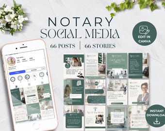 Notary Social Media Post Templates - Notary Marketing Bundle - Instagram Posts - Canva Templates - Digital Download