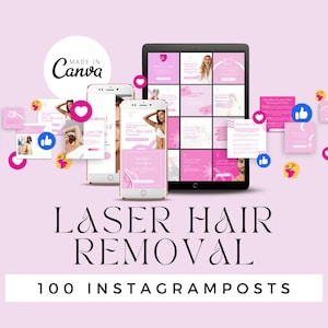 Templates Instagram Laser Hair Removal Clinic, Esthetician Skincare Social Media Posts, Med Spa, Marketing Content, Canva, Minimalist
