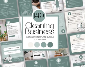 Instagram Vorlage für Reinigungsunternehmen, Reinigungsunternehmen Canva PostS, gewerblicher Reinigungsservice, Sofortdownload, Branding Kit