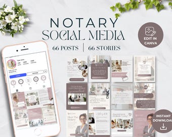 Notary Social Media Post Templates, Notary Marketing Bundle, Instagram Posts, Canva Templates, Digital Download, Loan Signing Agent