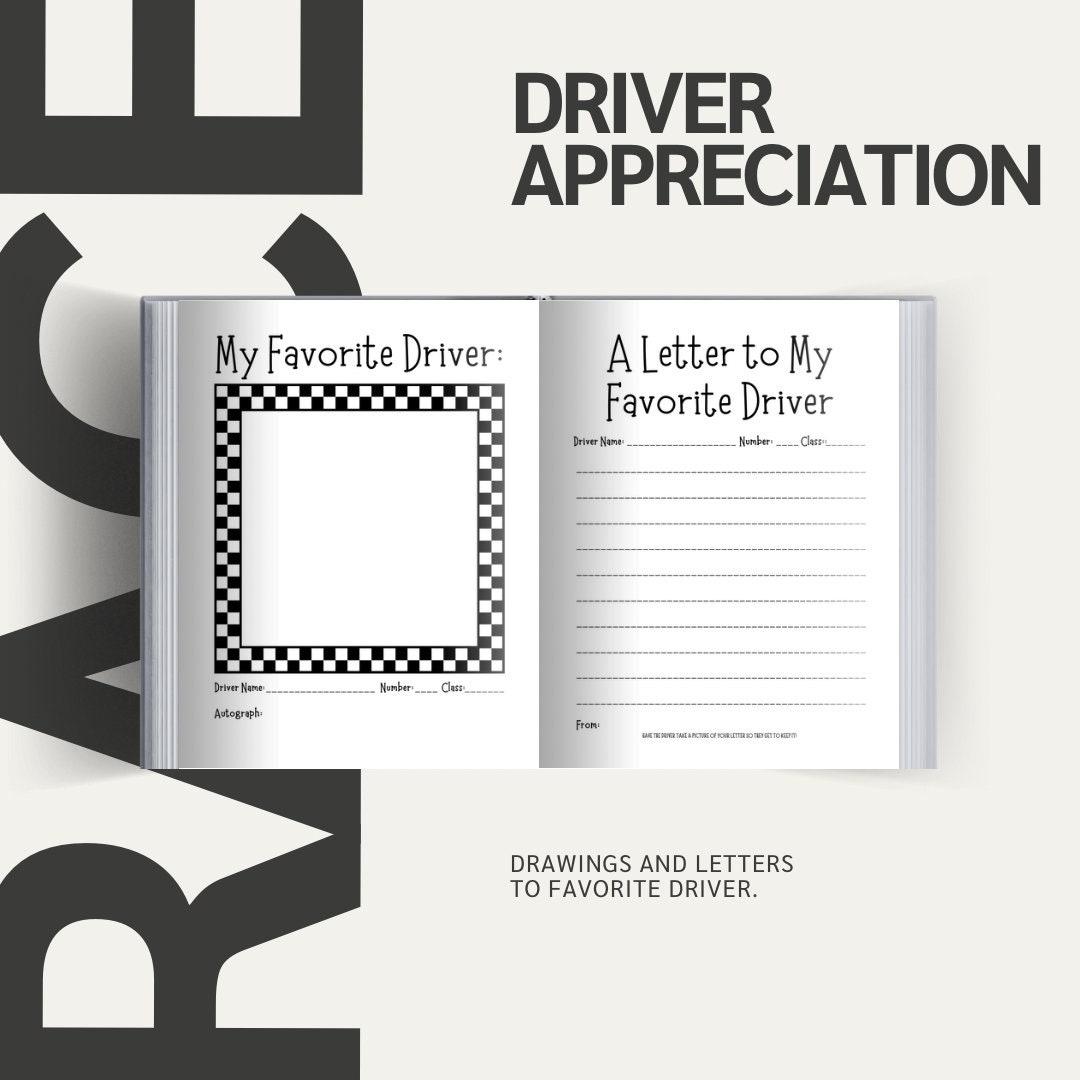 Racing Activities Autograph Book - Printable, Games, Letters, Draw ...