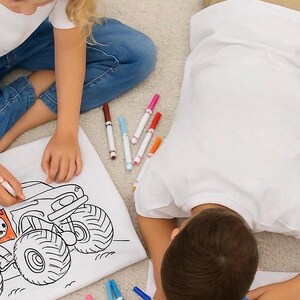 Monster Truck Muddoodle Coloring T-Shirt - Monster Jam, Hot Wheels, autographs, custom, color your own, black and white, personalize image 5