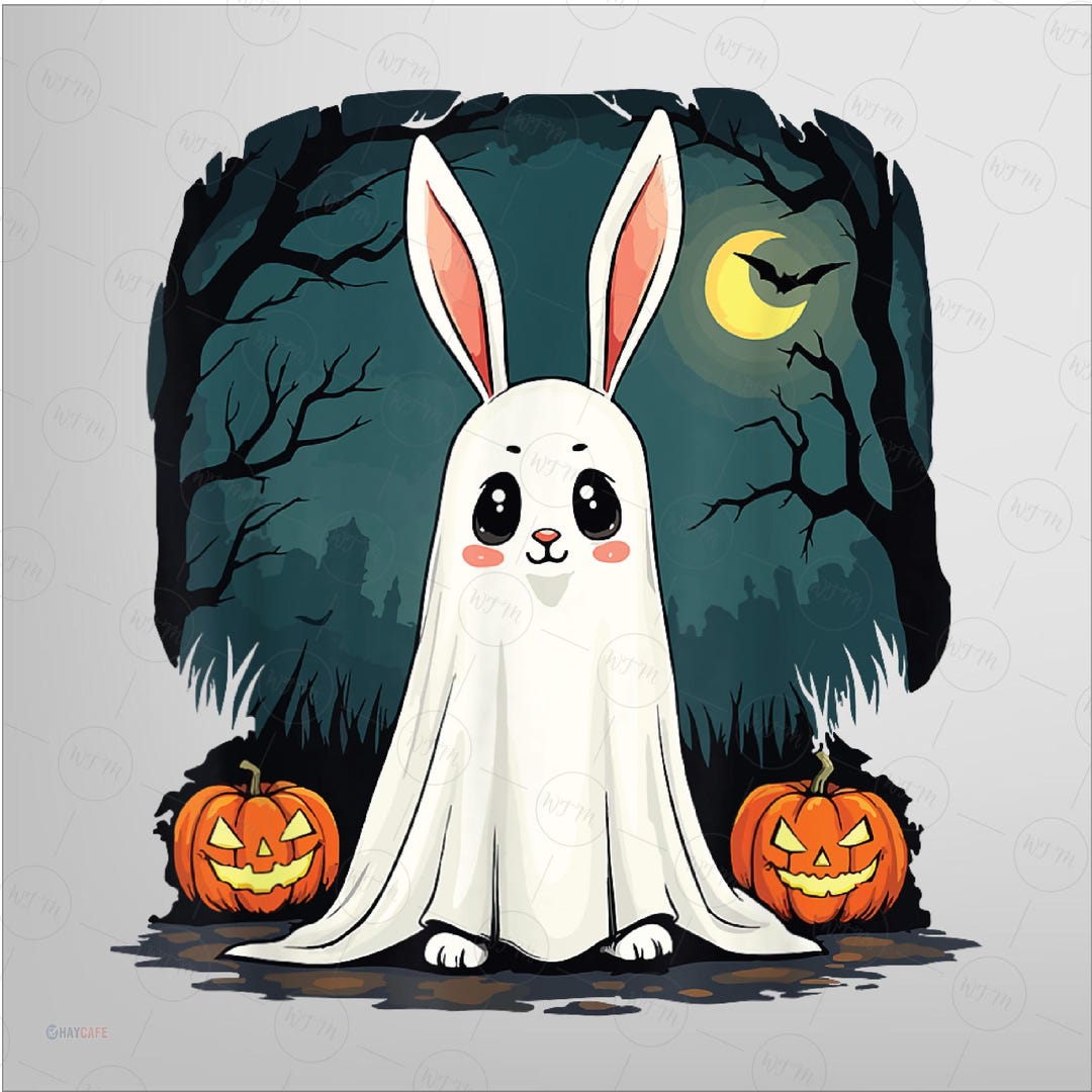 Cute Ghost Bunny Halloween PNG, Boohop Spooky Rabbit Sublimation, Funny ...