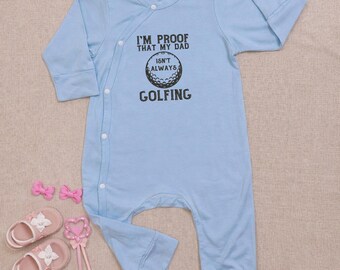 I'm Proof That My Dad Isn't Always Golfing Embroidered Baby Bodysuit, Funny Golf Ball Baby Bodysuit, Baby Newborn Outfit, Golf Dad Gift