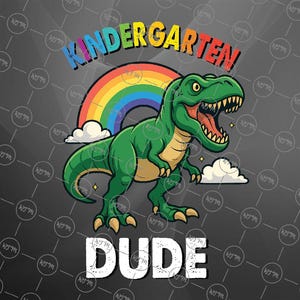 T-Rex Dino Kindergarten Boy PNG, Roaring Into Kindergarten Sublimation, Back To School Dinosaur, Digital Download