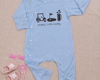 Body bordado para bebé "El pequeño caddie de papá", body para bebé con bandera de carrito de golf, conjunto de golf para recién nacido, regalo para papá golfista
