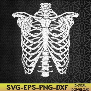 Skeleton Rib Cage Halloween Costume Svg, Eps, Png, Dxf, Digital Download