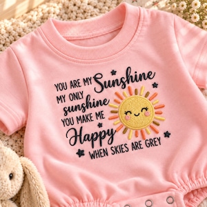 Tutina per neonato ricamata "Sei il mio raggio di sole" / Body per neonato con motivo sole, grazioso completino per neonato con motivo sole / Regalo per baby shower, regalo per neonato