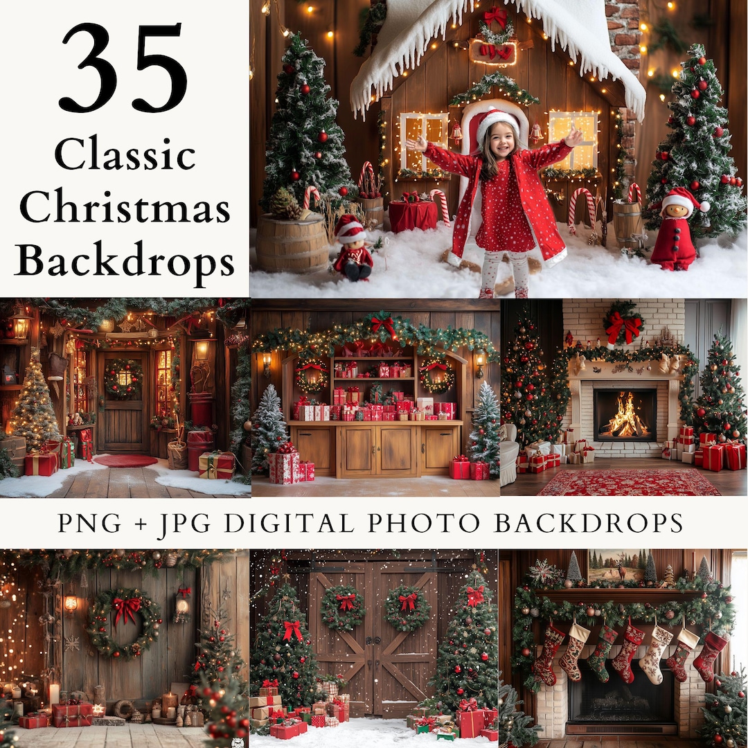 Christmas Backdrop Classic Festive Holiday Photography Background for ...