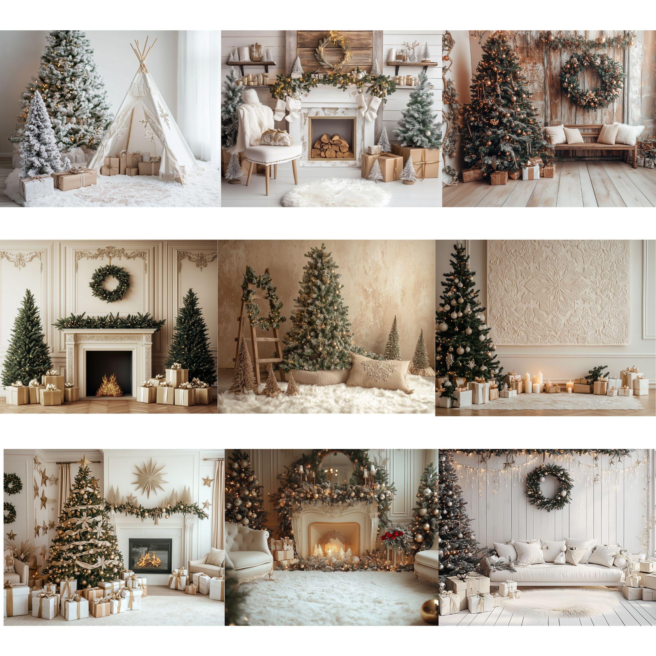 Beige Christmas Digital Backdrops, Photo Studio Backdrops, Photography ...