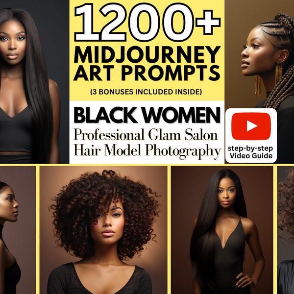 Afroamericano Midjourney Prompt, fotografía de modelo de peluca de mujer de ébano, modelo de cabello de mujer negra, mujer afroamericana, foto de cabello de moda