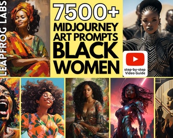 Midjourney Prompts for Black Women | Afro American Women Digital Art | Black Girl Prompts AI Art | Ebony Women Wall Art | AI Art Generator