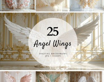 25 Digital Backdrops, Angel Wings Digital Backgrounds, Maternity Backdrop Overlays, Studio Backdrops, Photoshop Fine Art Textures