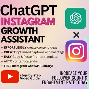 ChatGPT Instagram Manager to Boost Social Media Growth | Go Viral w/ Copy & Paste AI Prompt to Generate Unlimited IG Posts w/ FREE Bonus
