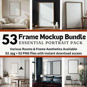 Frame Mockup Bundle Wall Frame Mockup Poster, Interior Mockup Print Mock-Up, Jpg PNG File Bundle Wall Art Print Frames, Essential Tools