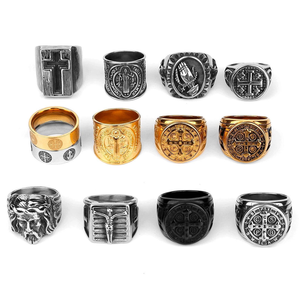 Christianity Rings Men's Statement Rings Cross Rings Jesus Rings