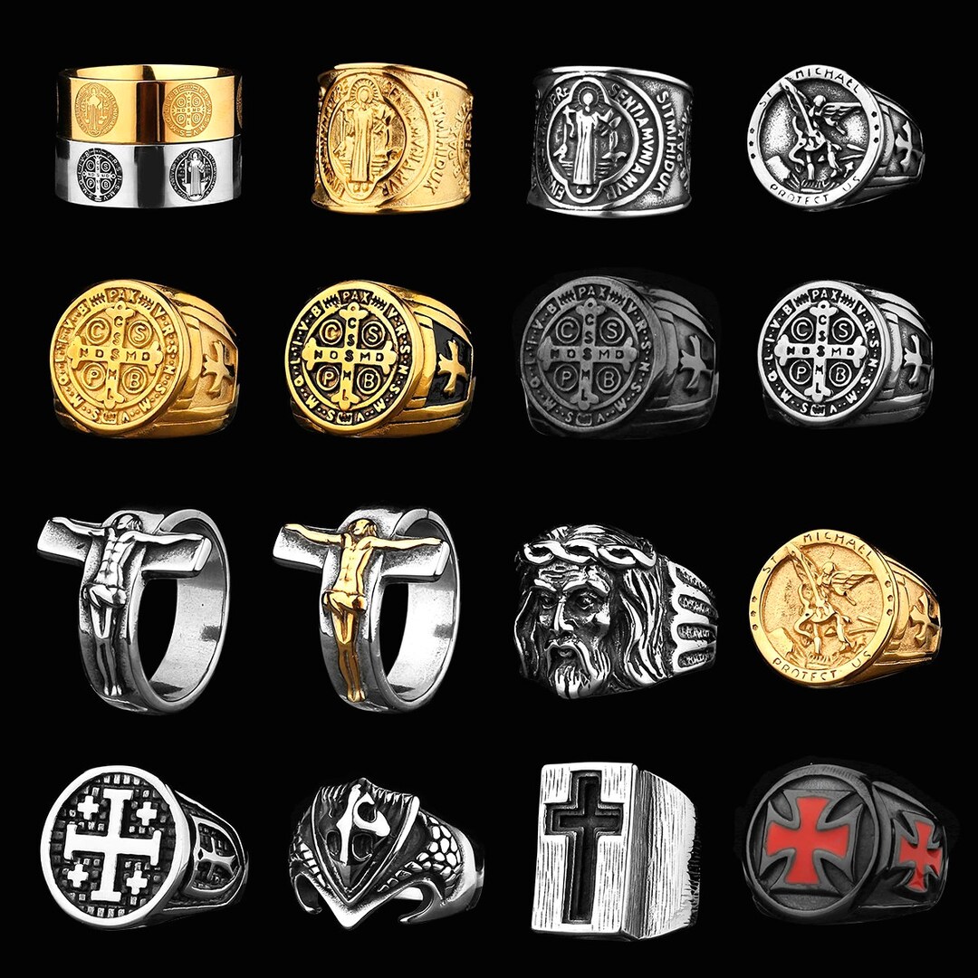 Christianity Rings Men's Statement Rings Cross Rings Jesus Rings