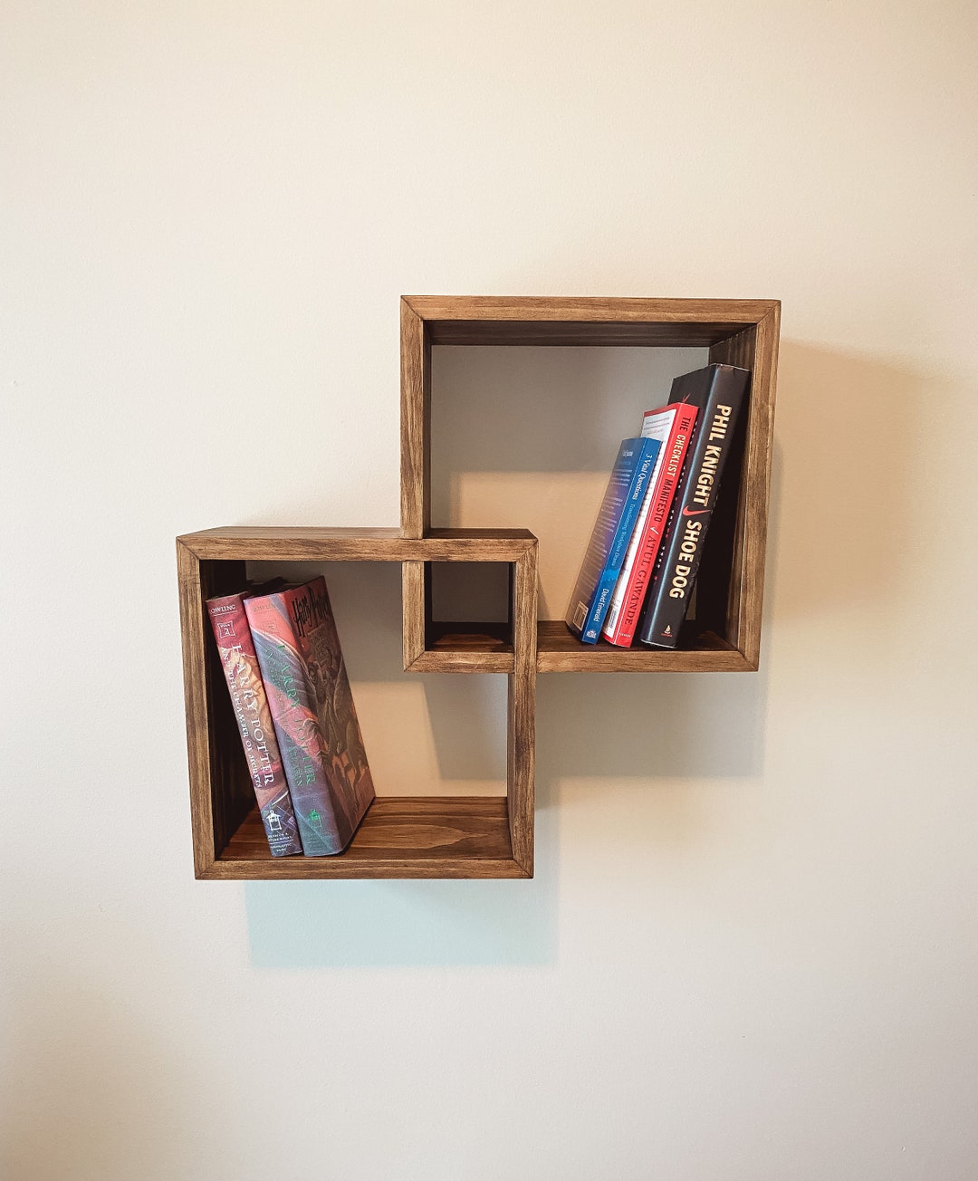 Floating Cube Shelf Interlocking Shelf Book Shelf Solid Etsy