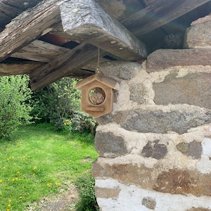 Mangeoire en bois avec boule de graisse immagine 1