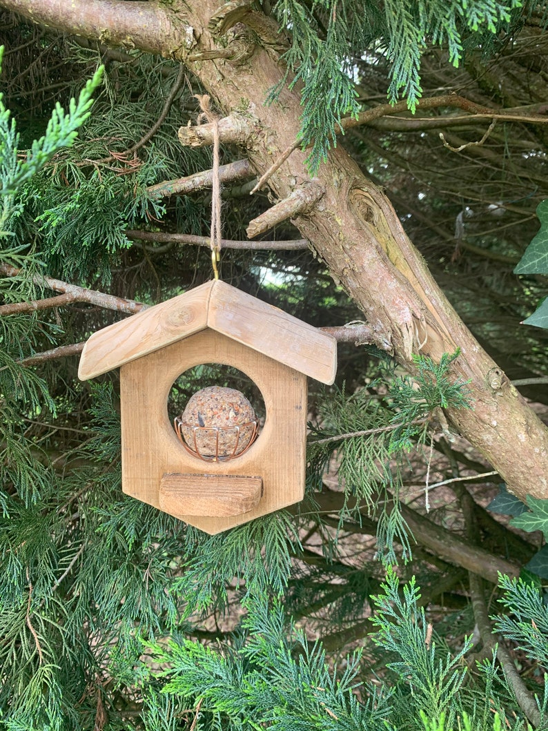 Mangeoire en bois avec boule de graisse immagine 3