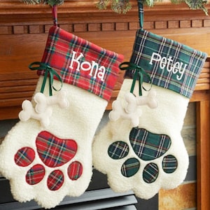Personalised Dog Paw Christmas Stockings,Name Embroidered Christmas Stockings, Custom Name Stockings,Pet Stockings, Christmas  Decor