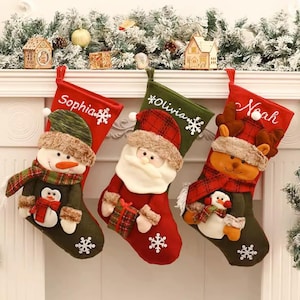 Calze di Natale, Calze di Natale personalizzate con nomi, Calze personalizzate per Natale, Calze con nome ricamato per la famiglia