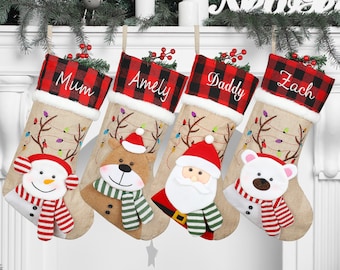 Personalized Christmas Stockings，Personalized stockings with names for Christmas，Custom Name Christmas stockings，4-colored doll stocking