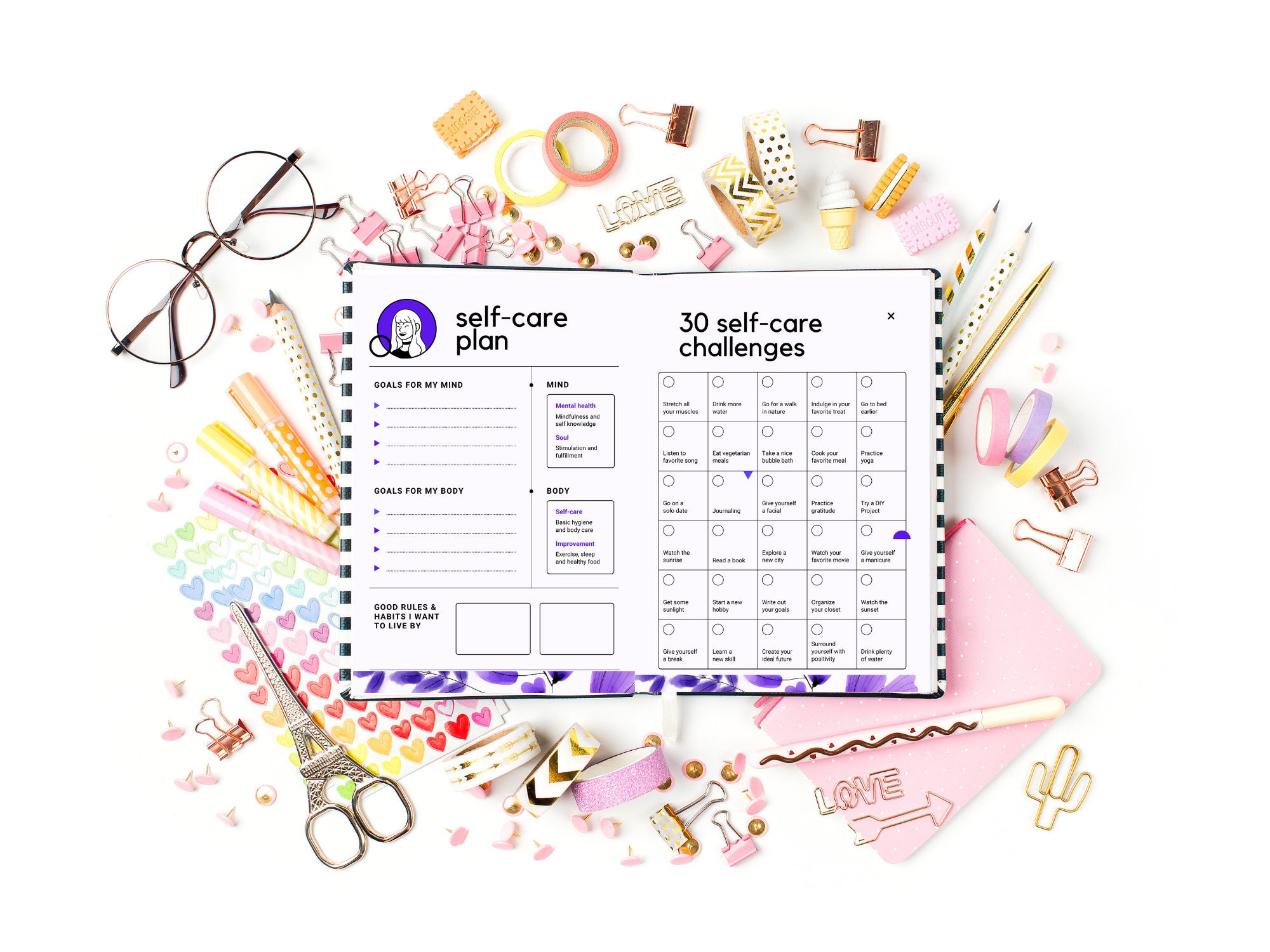 Selfcare Plan, Selfcare Planner, Digital Selfcare Planner, Printable