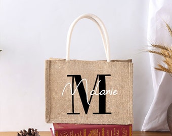 Personalized Name Handbag - Cotton and Linen Handbag - Customized Shoulder Bag - Eco-Friendly Handbag - Mother's Day Gift - Bridal Shower