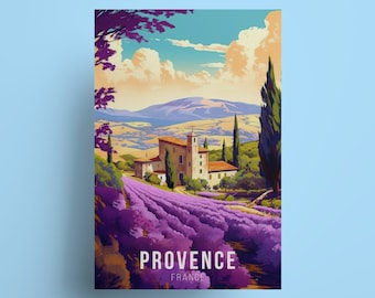 Provence Lavender Field Travel Poster: French Wall Art Print