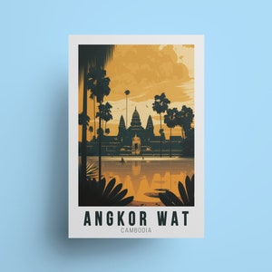 Angkor Wat Travel Poster: Cambodia Temple Art Print