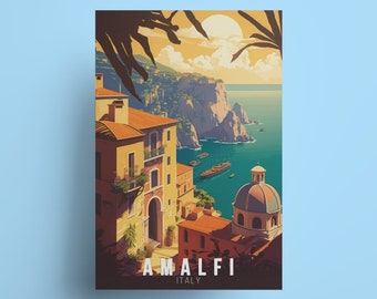 Amalfi Coast Italy Art Print: Italian Travel Poster Souvenir