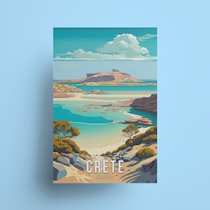 Póster de viaje a Creta, Grecia, decoración de pared estética, impresión de viaje a Grecia, póster de regalo ideal para viajeros, colgante de pared griego, regalo de playa de Creta Balos