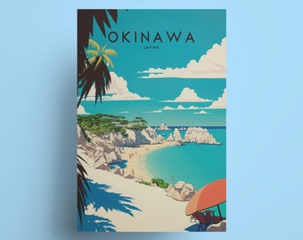 Okinawa Japan Travel Poster: Seaside Island Art Print
