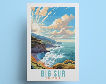 Poster di viaggio di Big Sur: stampa artistica della costa della California