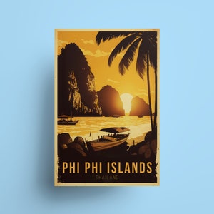 Phi Phi Islands Travel Poster: Thailand Coastal Wall Art