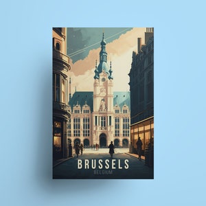 Brussels Travel Poster Bruxelles aesthetic art Wall Decor Travel Lovers art ideal Traveler Gift poster Belgium Wall Hanging Brussels gift