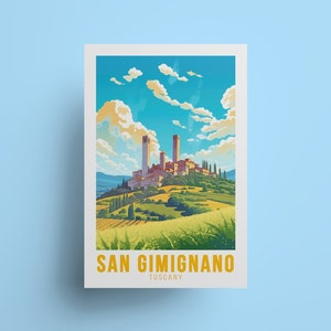 San Gimignano Travel Poster Tuscany Art Wall Decor Italian Village Print Perfect Gift for Travelers & Decor Housewarming Italy Wall Art