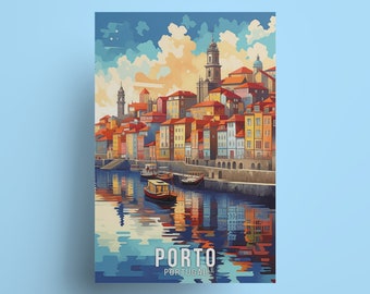 Porto Portugal Travel Poster: Coastal City Art Print