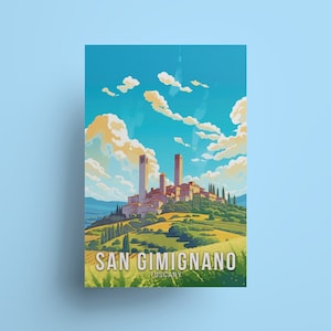 San Gimignano Kunst Italien Reise Poster Toskana Landschaft Wanddekoration Italienischer Kunstdruck für Wohnzimmer, Siena Landschaft Souvenir Weihnachtsgeschenk