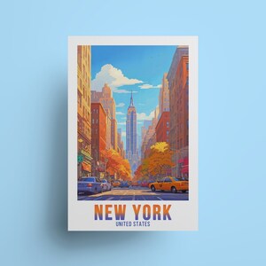 Impresión de viaje de Nueva York: Empire State Building, arte para colgar en la pared con el horizonte de Manhattan, regalo perfecto para viajeros y recuerdos