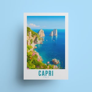 Capri Poster Amalfi Coast Mediterranean Seaside Wall Decor, Italian Travel Print, Perfect for Travelers & Italy Souvenirs for living room