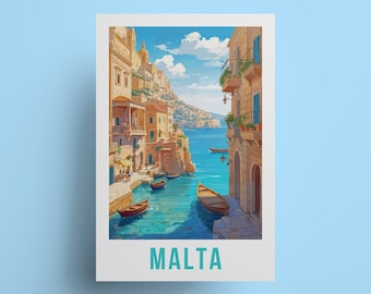 Malta Coastal Art Print: Mediterranean Travel Poster