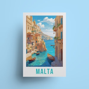 Malta Reise-Druck Kunst Küstenwanddekor, Mittelmeergeschenk Malta-Insel, Kunstandenken, Wohnzimmer-Poster, Reisegeschenk-Küsten