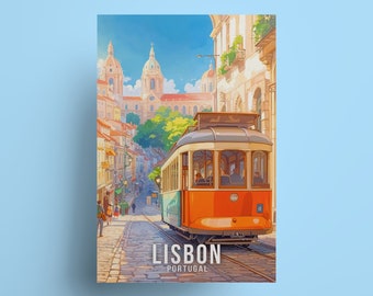 Lisbon Portugal Travel Poster: Mediterranean City Art