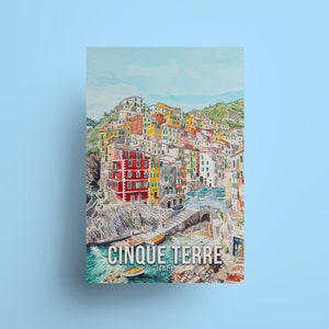 Cinque Terre Travel Poster Italian Coastal art Wall Decor Cinque Terre art ideal Traveler Gift Italy Wall Hang print coastal Italy gift