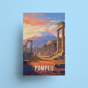 Pompeii Travel Poster: Vesuvius Art Print, Italy Decor