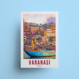 Varanasi India Travel Poster India art Gange wall decor Print ideal Traveler souvenir Indian Spiritual art Varanasi gift Ganges souvenir
