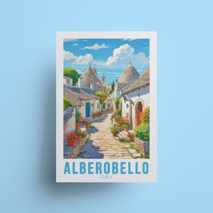 Alberobello Italy Travel Poster Puglia Italian Wall Decor Travel Print ideal Traveler souvenir Trulli Alberobello print Unesco souvenir Ita